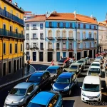 Home 9 포르투갈 교통사고 주요 원인 - **Prompt 1: Hectic Portuguese City Traffic**
A dynamic, high-angle shot capturing a bustling str...