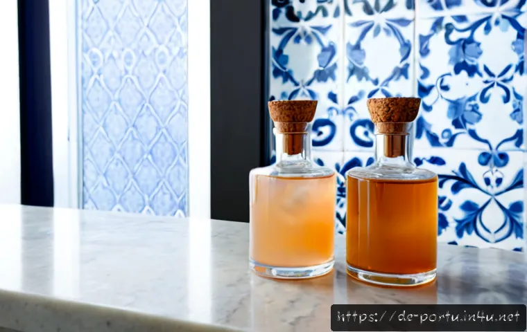 포르투갈 향수 브랜드 추천 - Photorealistic luxury fragrance comparison scene in an elegant Lisbon-inspired boutique, three unbra...